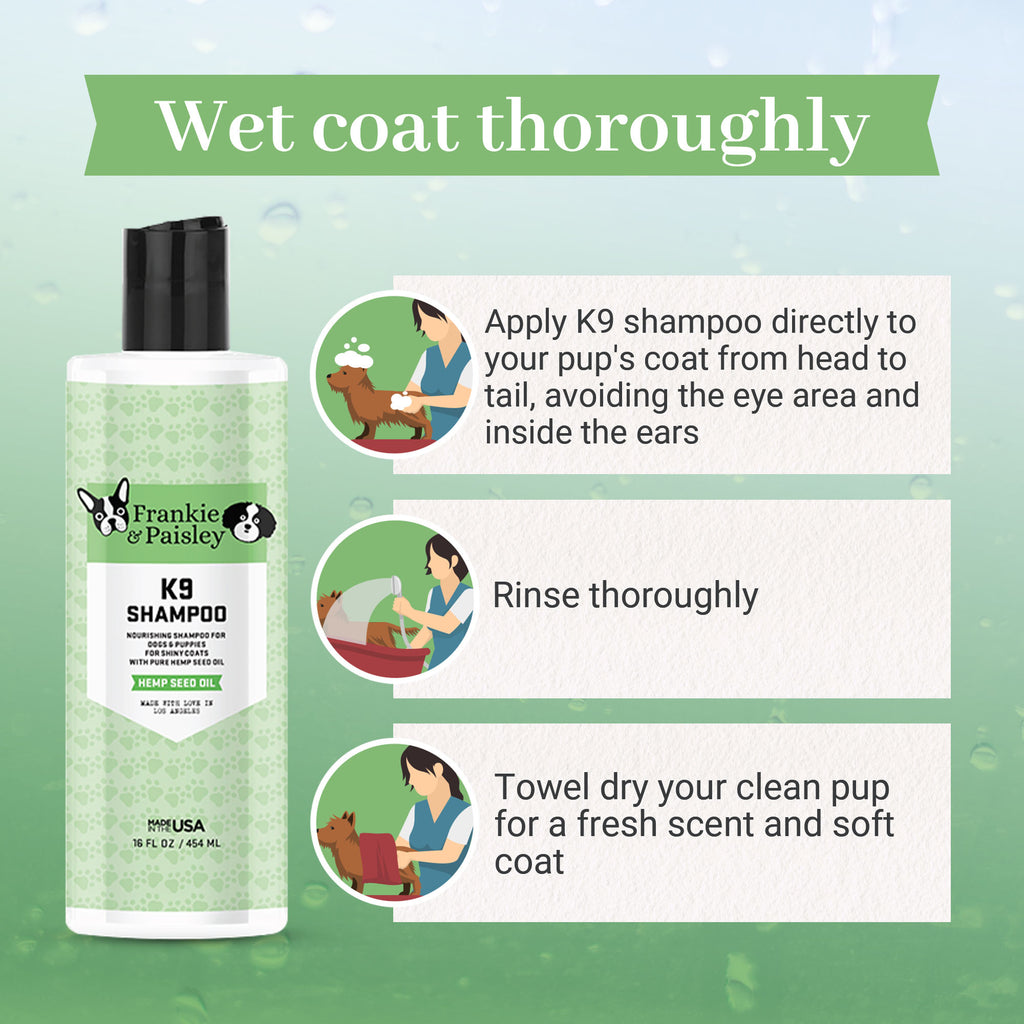K9 Shampoo with Hemp Seed Oil - Shampoo for Dogs - 16oz - Frankie & Paisley Pet Products