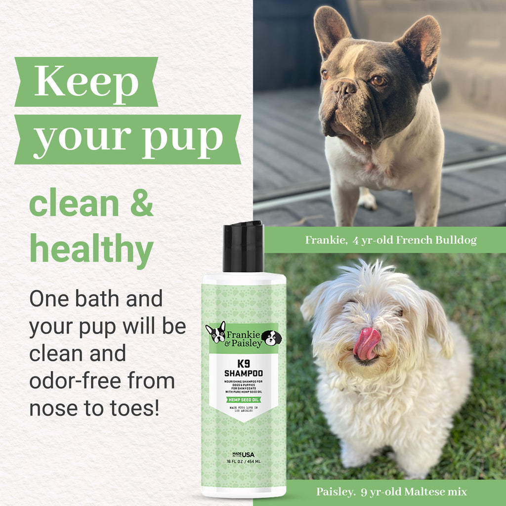 K9 Shampoo with Hemp Seed Oil - Shampoo for Dogs - 16oz - Frankie & Paisley Pet Products