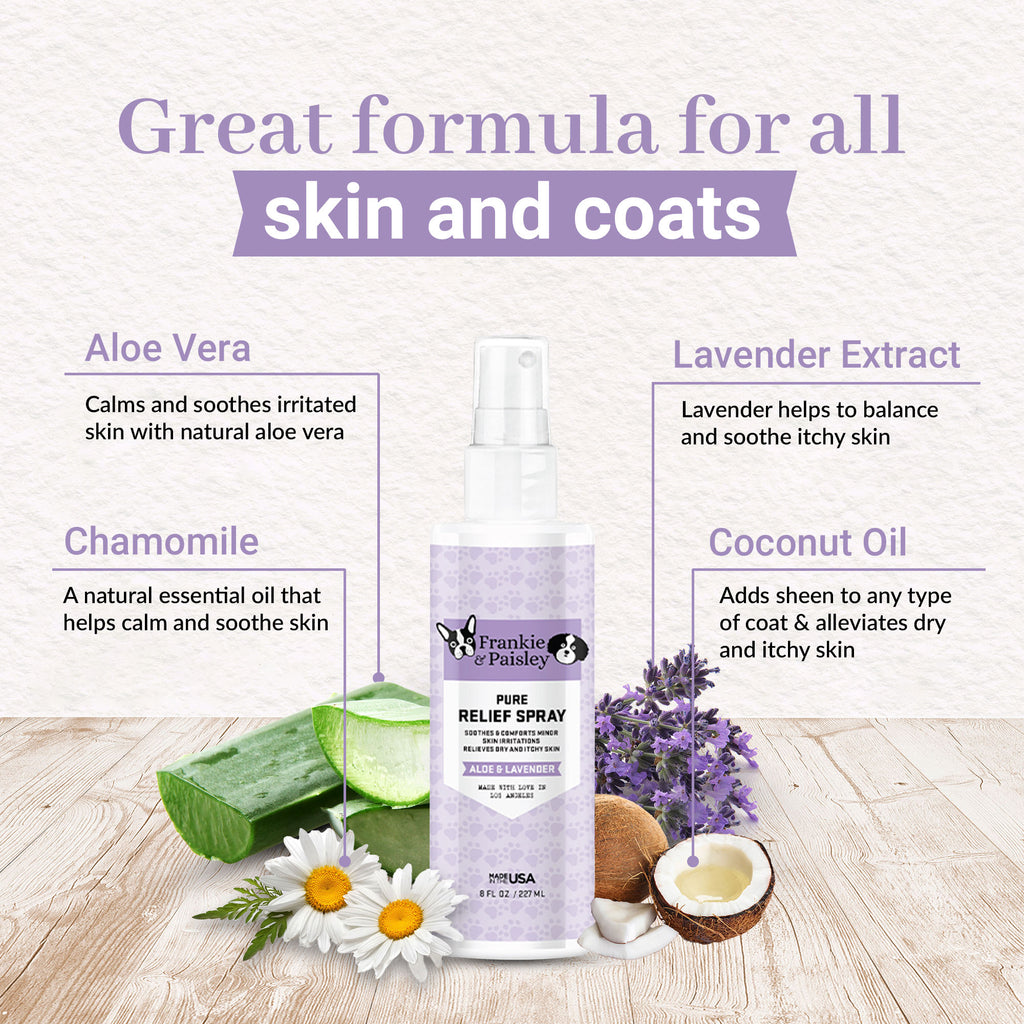 Pure Relief Hot Spot Spray - Aloe & Lavender - 8oz - Frankie & Paisley Pet Products