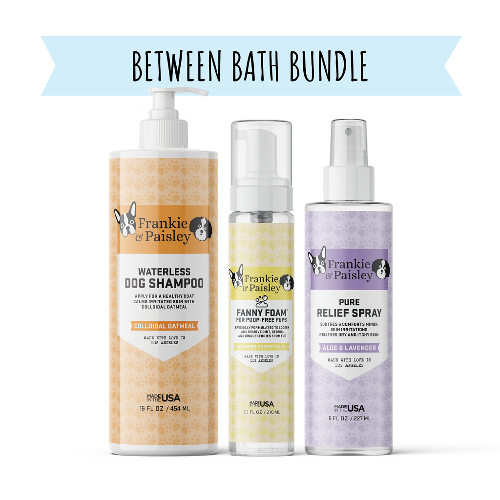 Between Bath Bundle with Waterless Dog Shampoo, Fanny Foam™, and Pure Relief Spray - Frankie & Paisley Pet Products