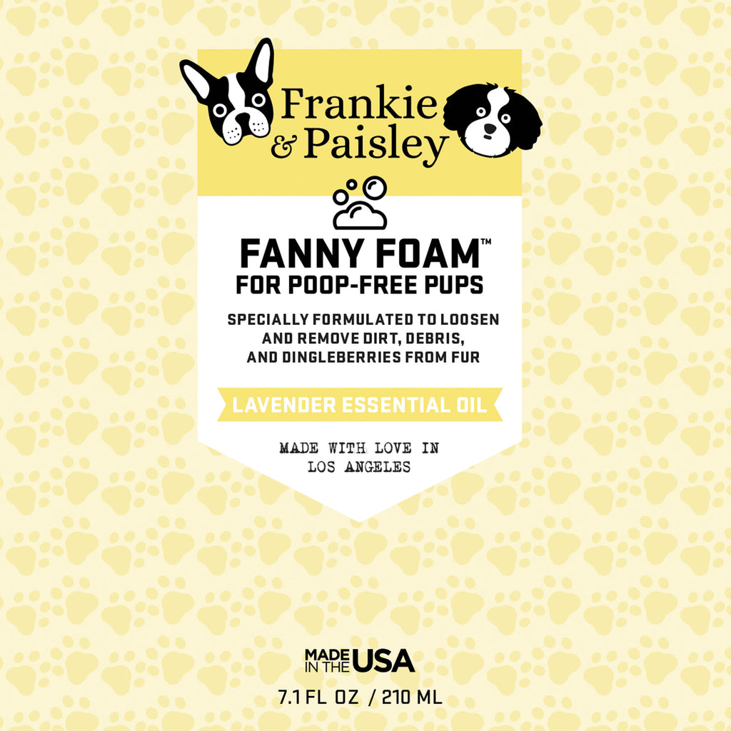 Fanny Foam™ Doggy Dingleberry Remover and Muddy Paw Treatment for Poop Free Pups - Frankie & Paisley Pet Products