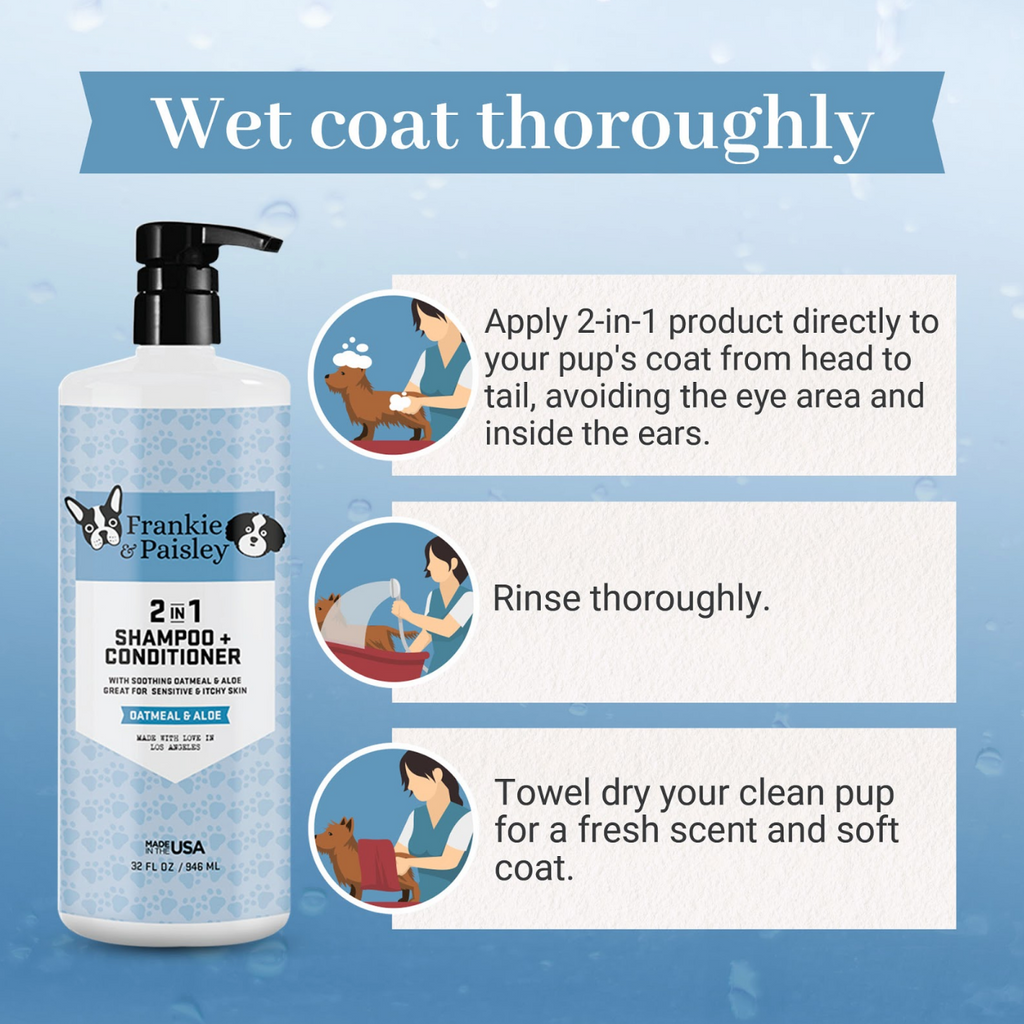 2-in-1 Shampoo + Conditioner Oatmeal & Aloe - 32oz - Frankie & Paisley Pet Products