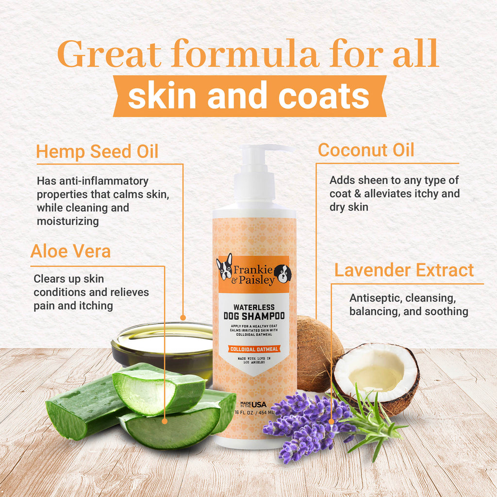 Essential Dog Grooming Bundle - K9 Shampoo + Waterless Shampoo + Pure Relief Hot Spot Spray - Frankie & Paisley Pet Products